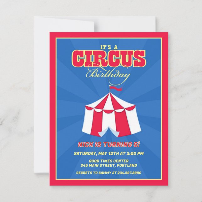Circus Carnival Birthday Party Invitation (Front)