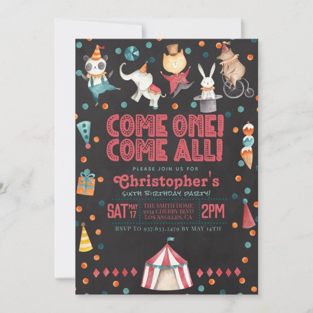 Circus Carnival Birthday Party Invitation (Front)