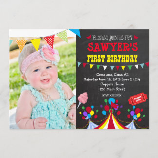 Circus Carnival Birthday Party Invitation