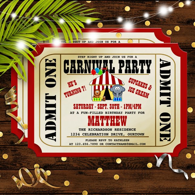 Circus Carnival Birthday Party Invitations (Creator Uploaded)