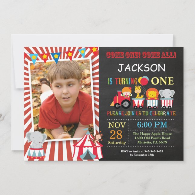 Circus Carnival Birthday Party Photo Invitation (Front)