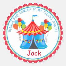 Circus Carnival Birthday Party Stickers