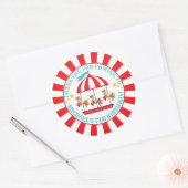 Circus Carnival Birthday Round Label Sticker (Envelope)