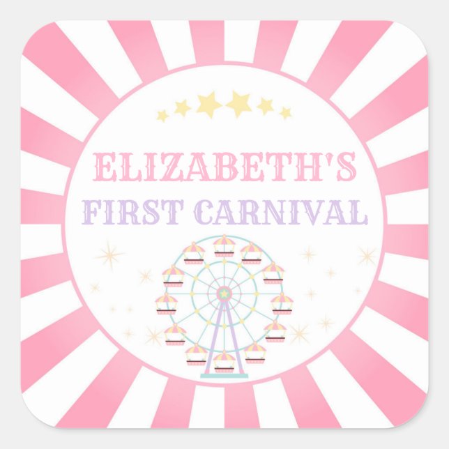 Circus Carnival Birthday Thank You Label (Front)