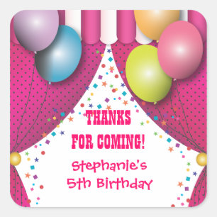 Circus Carnival Birthday Thank You Sticker