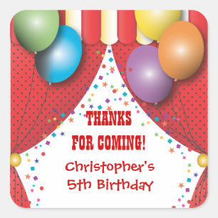 Circus Carnival Birthday Thank You Sticker