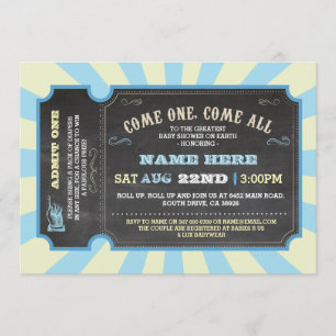 Circus Carnival Blue Boy Baby Shower Invitation