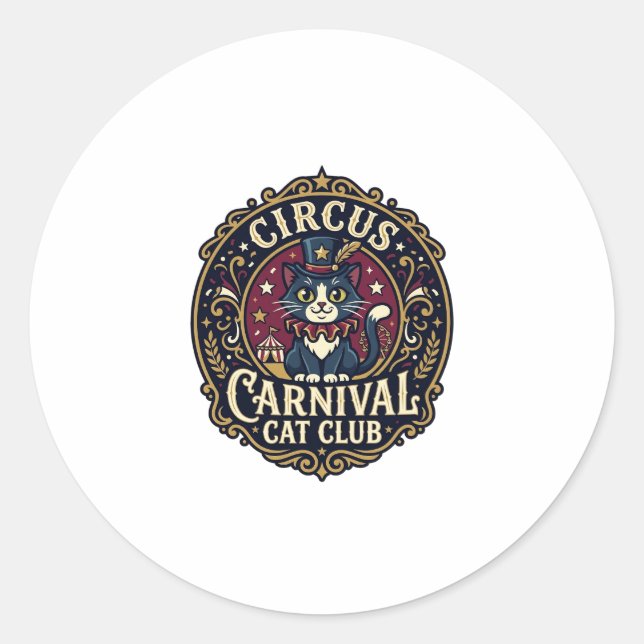 Circus Carnival Cat Cat Dad Gift Idea - Circus Car Classic Round Sticker (Front)