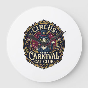 Circus Carnival Cat Cat Dad Gift Idea - Circus Car Large Clock