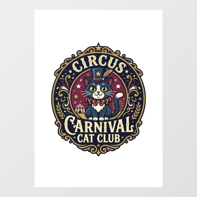 Circus Carnival Cat Cat Dad Gift Idea - Circus Car Window Cling (Sheet)