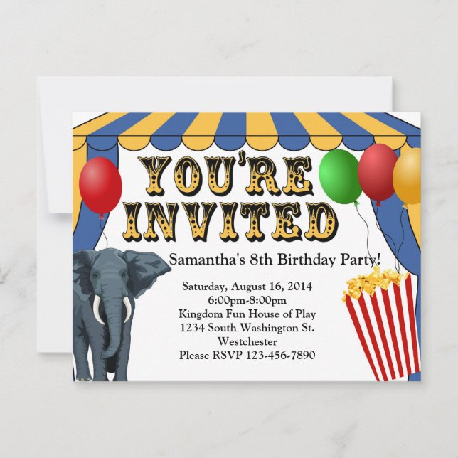 Circus Carnival Cheer Custom Invitations (Front)