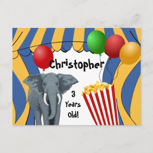 Circus Carnival Custom Birthday Announcement Postcard