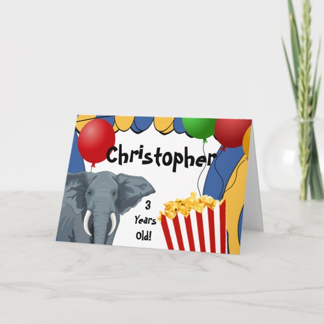 Circus Carnival Custom Birthday Card (Front)