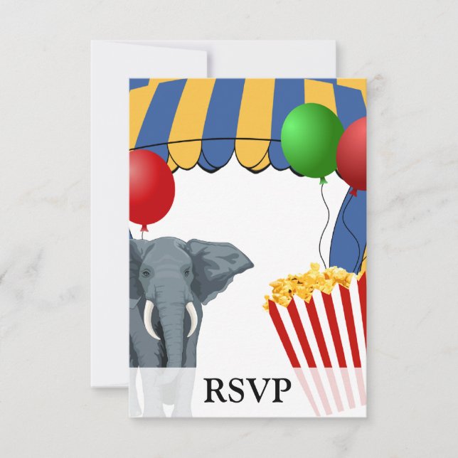 Circus Carnival Custom Birthday RSVP Card (Front)