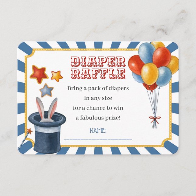 Circus carnival diaper raffle baby shower  enclosure card (Front)