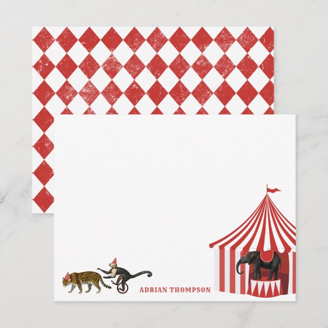 Circus Carnival Festival Animals Big Top Kids Card (Front/Back)