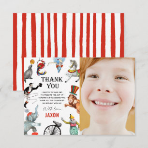 Circus Carnival Festival Show Kid Birthday Thank You Card