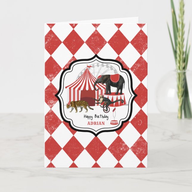 Circus Carnival Festival Theme Big Top Birthday Card (Front)