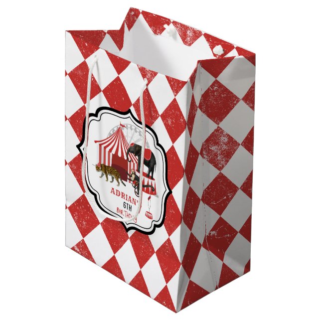 Circus Carnival Festival Theme Big Top Birthday Medium Gift Bag (Front Angled)
