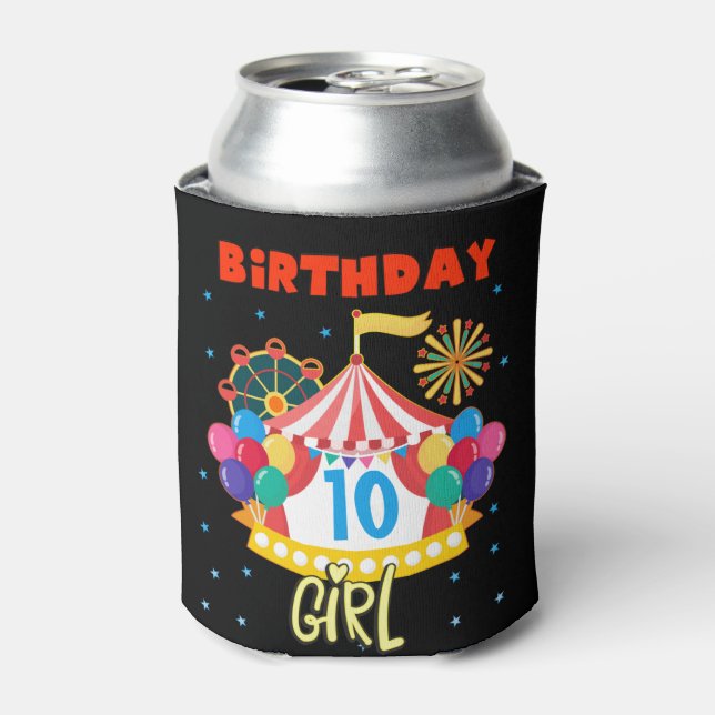 Circus Carnival Party Girl Theme Can Cooler (Can Front)