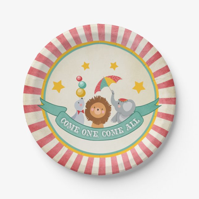 Circus Carnival Party Paper Plates (Front)