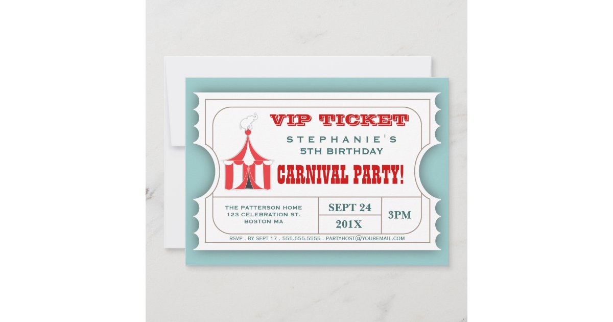 Circus Carnival Party Ticket Admission Invitation | Zazzle