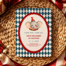  Circus Carnival Retro birthday invitation