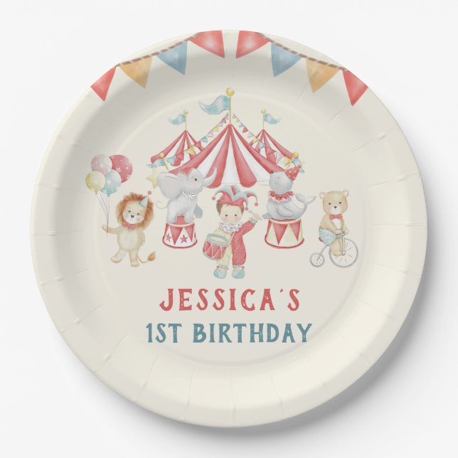 Circus Carnival Show Birthday Party Paper Plate (Front)