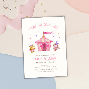 Circus Carnival Teddy Bear Monkey Baby Shower  Invitation