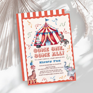 Circus Carnival Tent Animals Baby Shower Invitation