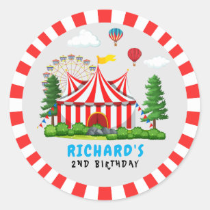 Circus Carnival Theme Birthday Party Classic Round Sticker