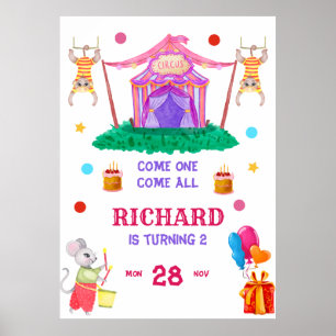 Circus Carnival Theme Colourful Birthday Party Poster