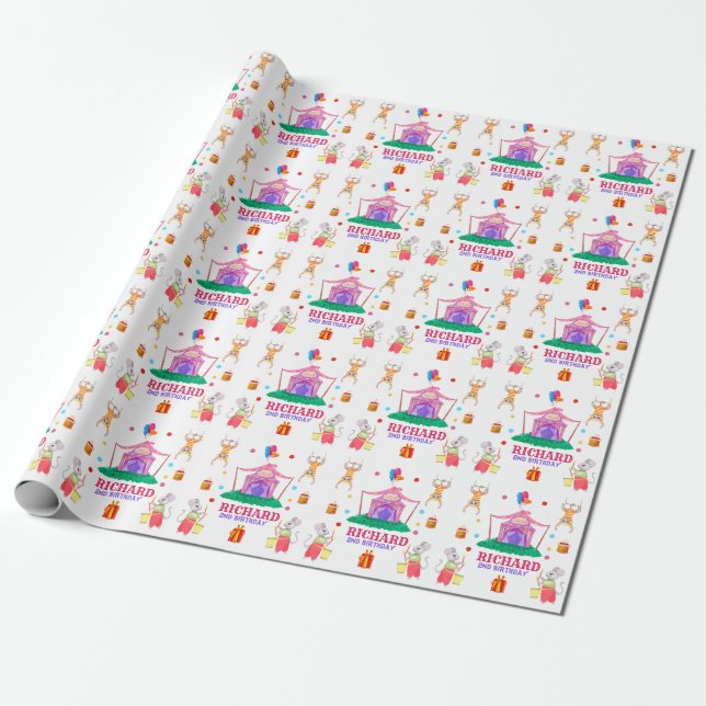 Circus Carnival Theme Colourful Birthday Party Wrapping Paper (Unrolled)