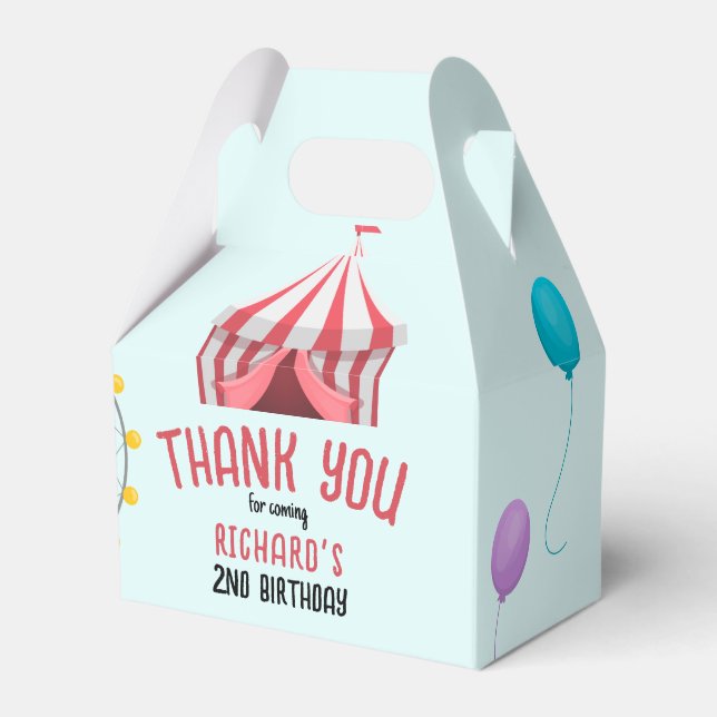 Circus Carnival Theme Kid's Birthday Party Favour Box (Front Side)