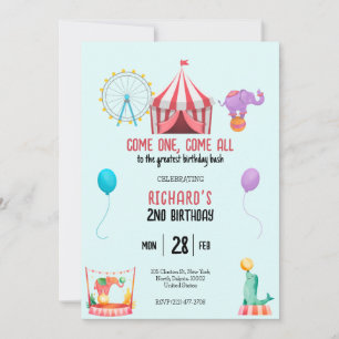 Circus Carnival Theme Kid's Birthday Party Invitation