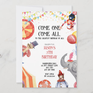 Circus/Carnival Themed Kids Party Invitations