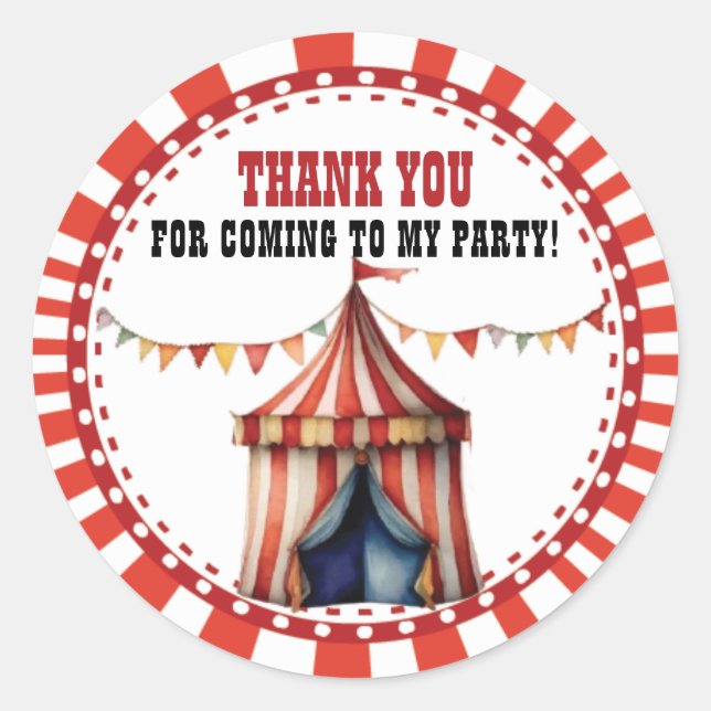 Circus Carnival Topper. Circus label. Party labels (Front)