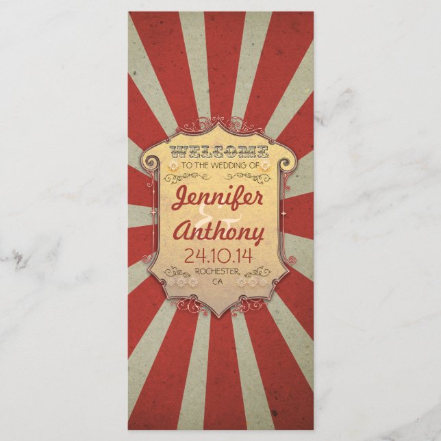 Circus Carnival Vintage Wedding Programs Programme (Front)