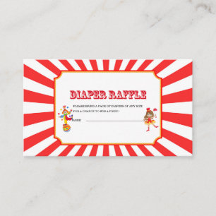 Circus Carnival Watercolor baby shower diaper raff Enclosure Card