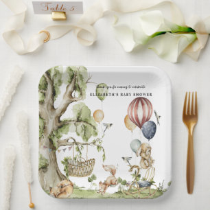 Circus Carnival   Woodland Forest Baby Shower Paper Plate