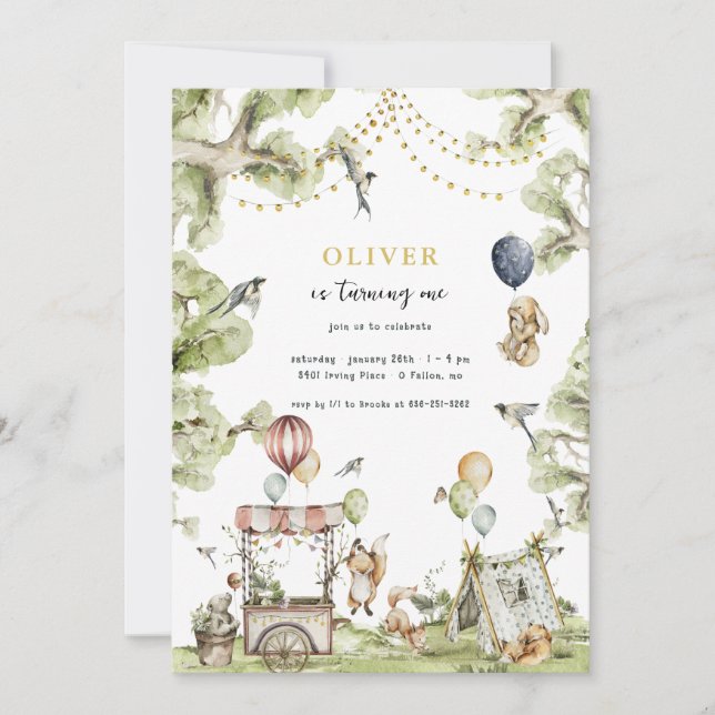 Circus Carnival | Woodland Forest Birthday Party Invitation (Front)