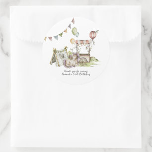 Circus Carnival Woodland Unicorn Birthday Party Classic Round Sticker