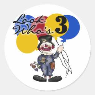 Circus Clown 3rd Birthday Tshirts and Gifts Classic Round Sticker