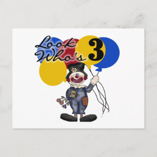 Circus Clown 3rd Birthday Tshirts and Gifts Postcard