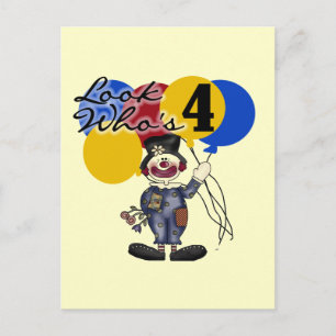 Circus Clown 4th Birthday Tshirts and Gifts Postcard