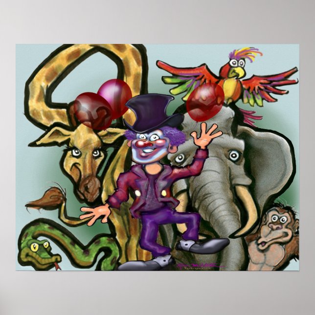 Circus Clown and Animals  Poster (Front)