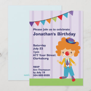 Circus Clown Birthday Party Invitation