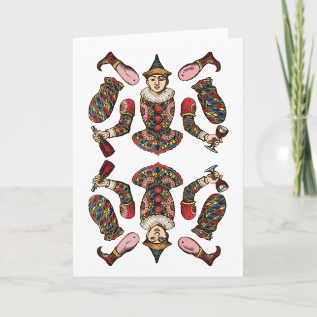 circus clown boy articulated paper doll card (Front)