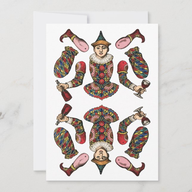 circus clown boy articulated paper doll card (Front)