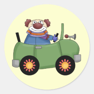 Circus Clown Car Classic Round Sticker